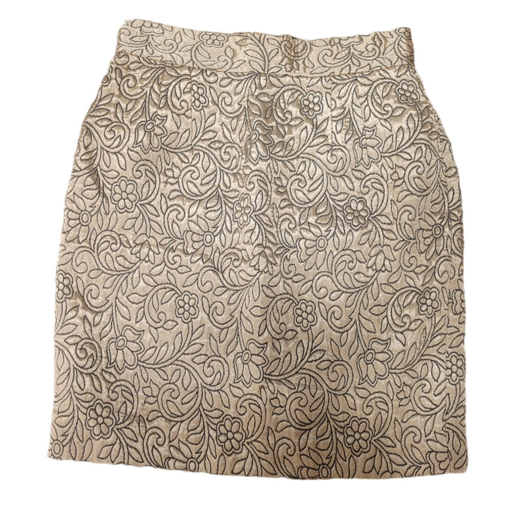 Gold & Black Floral Brocade Short Skirt Wedding Guest Church Party Women's 8‎